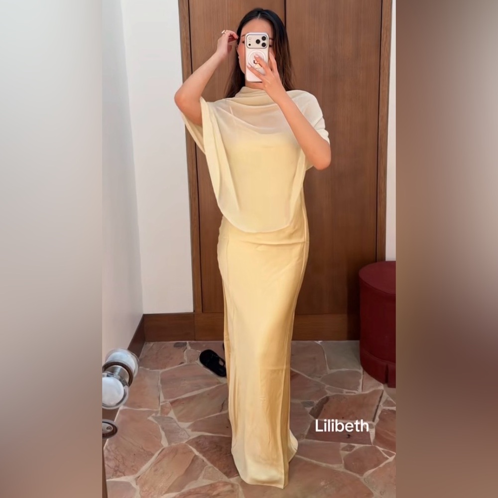 Reformation Lilibeth Silk Dress in Blonde - Picture 1 of 12